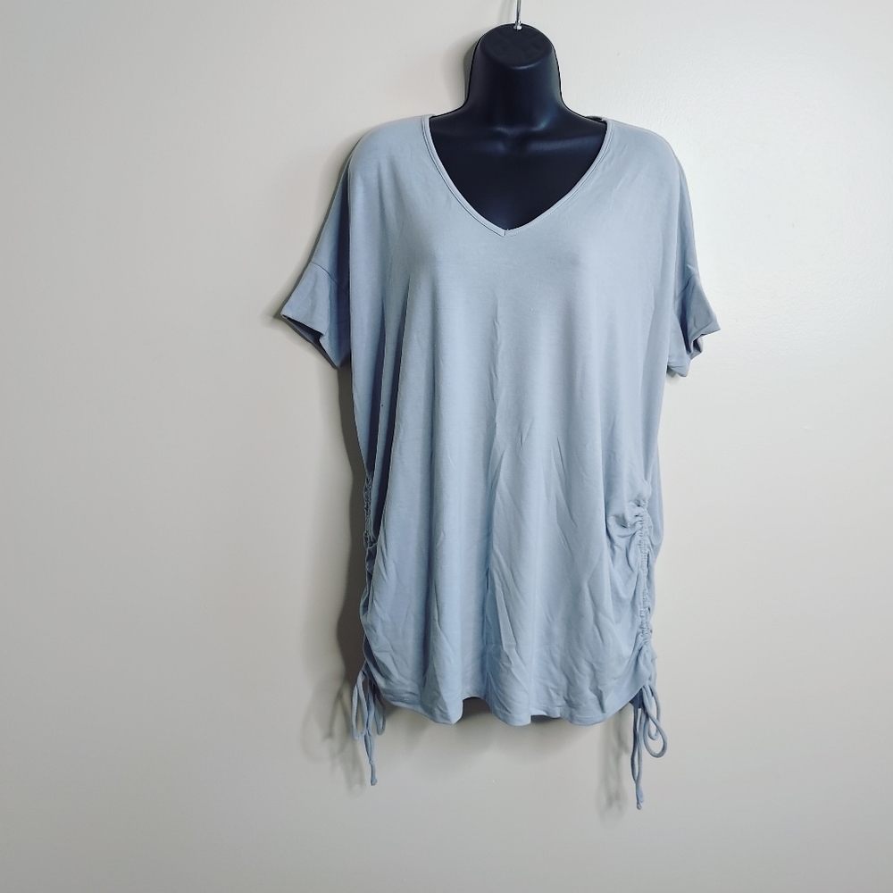 Zenana V-Neck Side Tie Top | Casual Flowy‎ Tee | S–2X